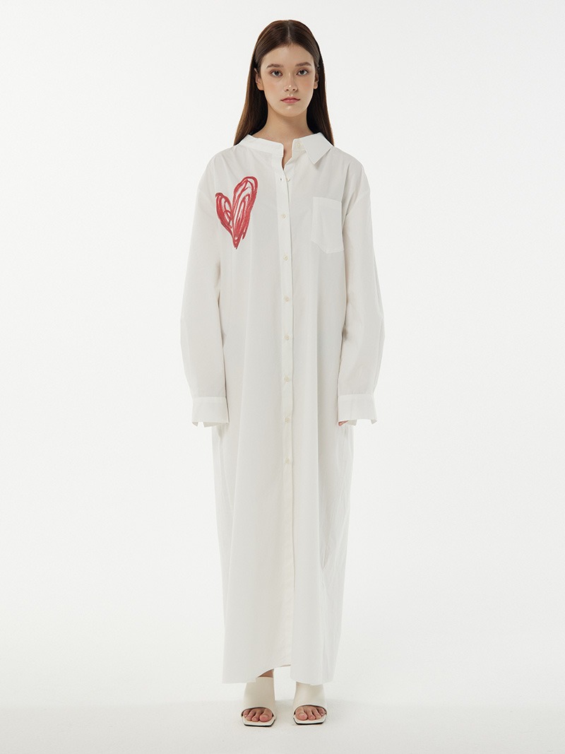 2022 S/S LOOK - Scribble Heart Long Shirts Dress