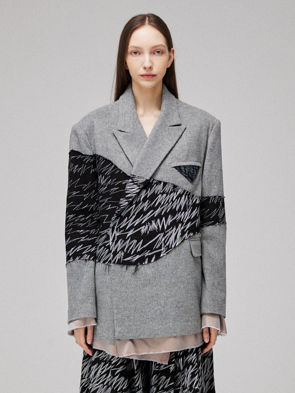 Signature patchwork wool blazer
